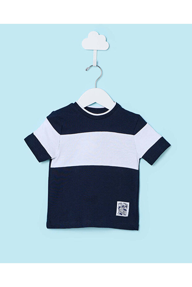Infant Boys Navy Cut And Sew T-Shirt