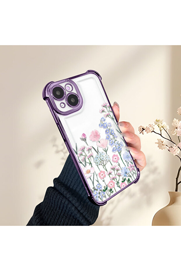 iPhone 15 Pro Max Compatible Beautiful Flower Pattern Drop-Resistant Protective Case - 3