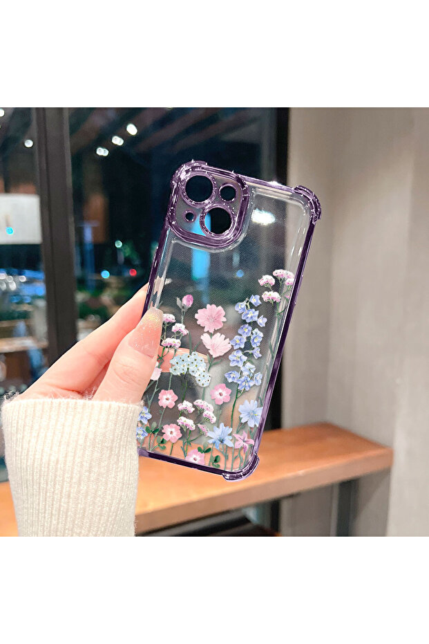 iPhone 15 Pro Max Compatible Beautiful Flower Pattern Drop-Resistant Protective Case - 5