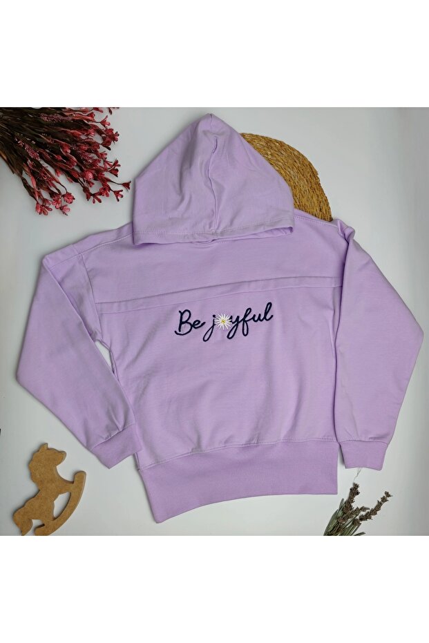 Girl's Purple Be Joyful Hooded Sweatshirt