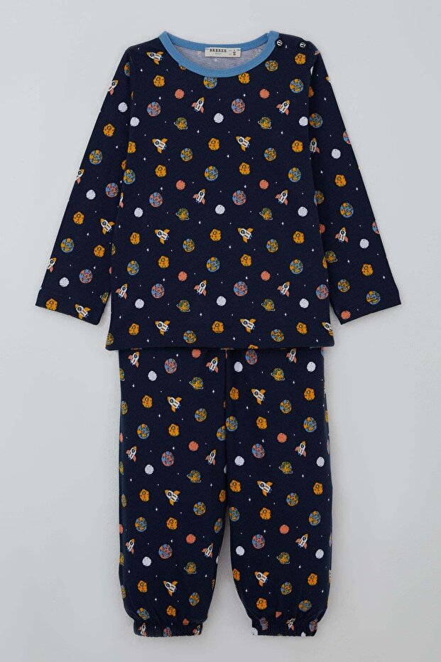 Baby Boy Pajama Set Galaxy Themed 9 Months-3 Years, Navy Blue