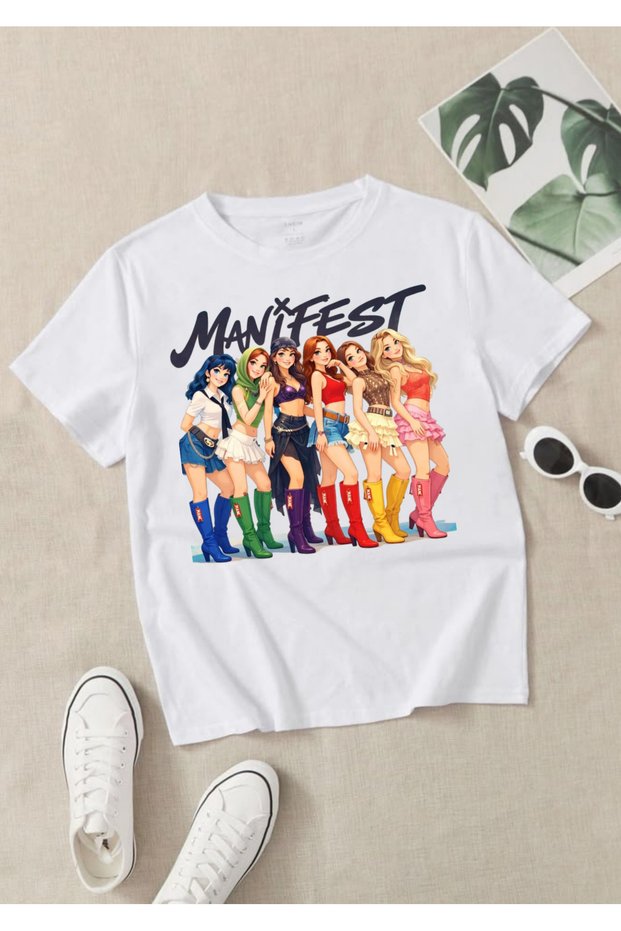 Manifest Group Zoktay Mina Esin Hilal Sueda Lidya Designed T-Shirt 100% Organic Cotton White T-Shirt