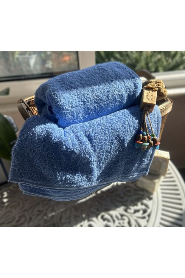 Hotel Type 100% Cotton Blue Bath Towel 90X150 Size 600Gr