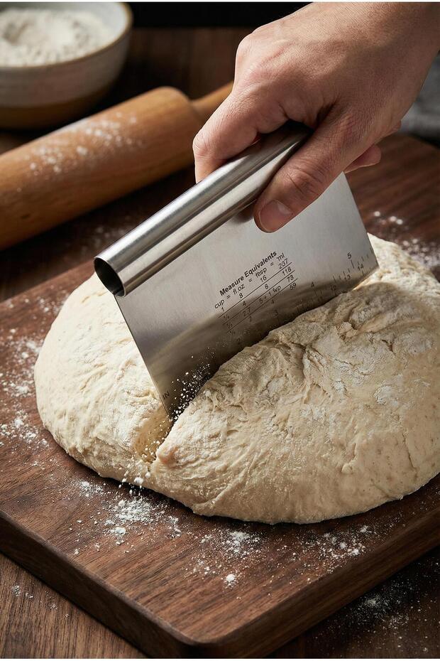 Stainless Steel Measuring Guide Dough Cutter & Dough Shaping Spatula (11X14 cm)