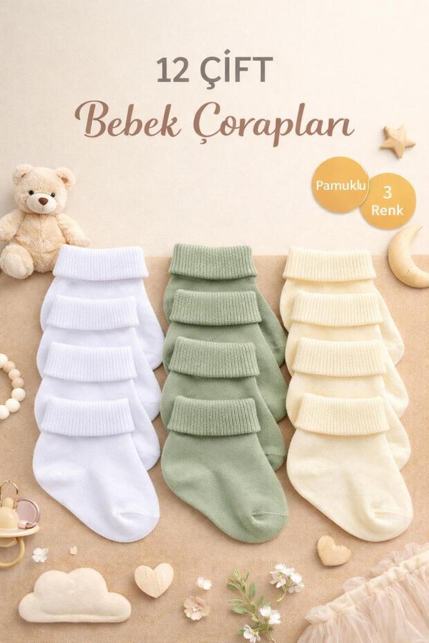 12 Pairs of Cotton - Sweat-Proof - Newborn Baby Socks from the Factory