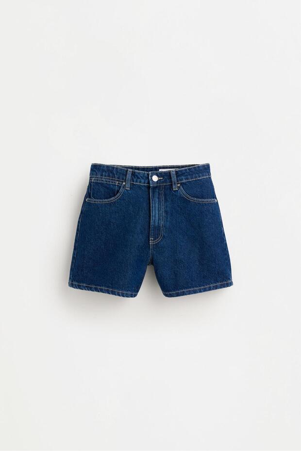 Basic denim mom şort - 6