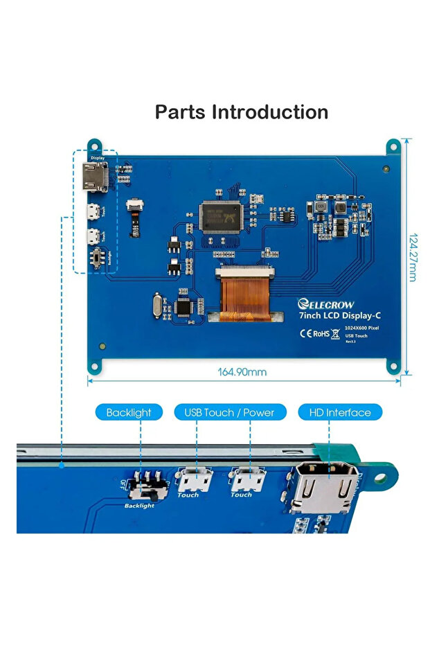 Monitor Touchscreen de 7 Inch 1024x600 IPS - 7