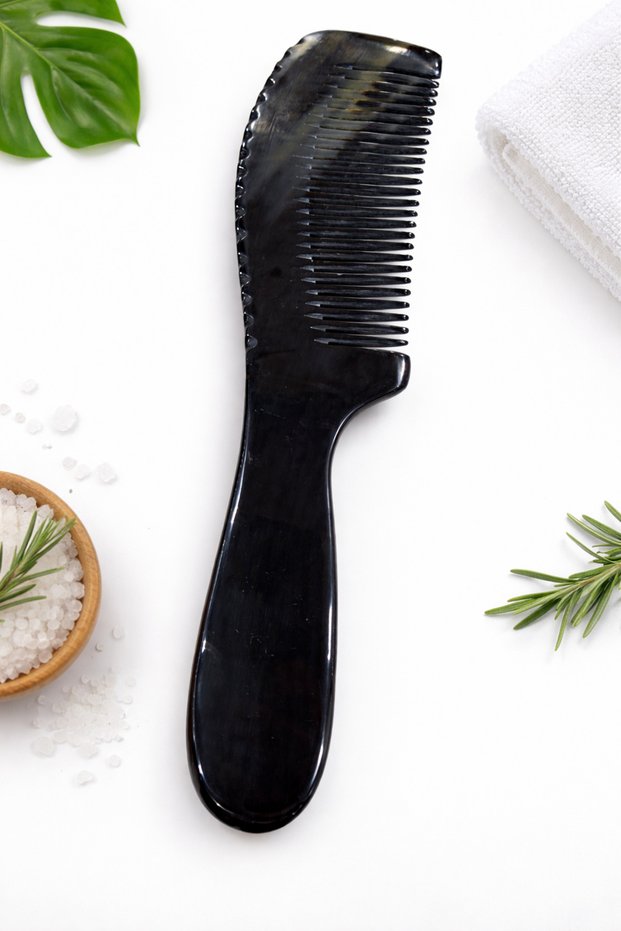 Large Size Natural Horn (Bone) Handmade Hair Comb – Antistatic & Healthy Touch