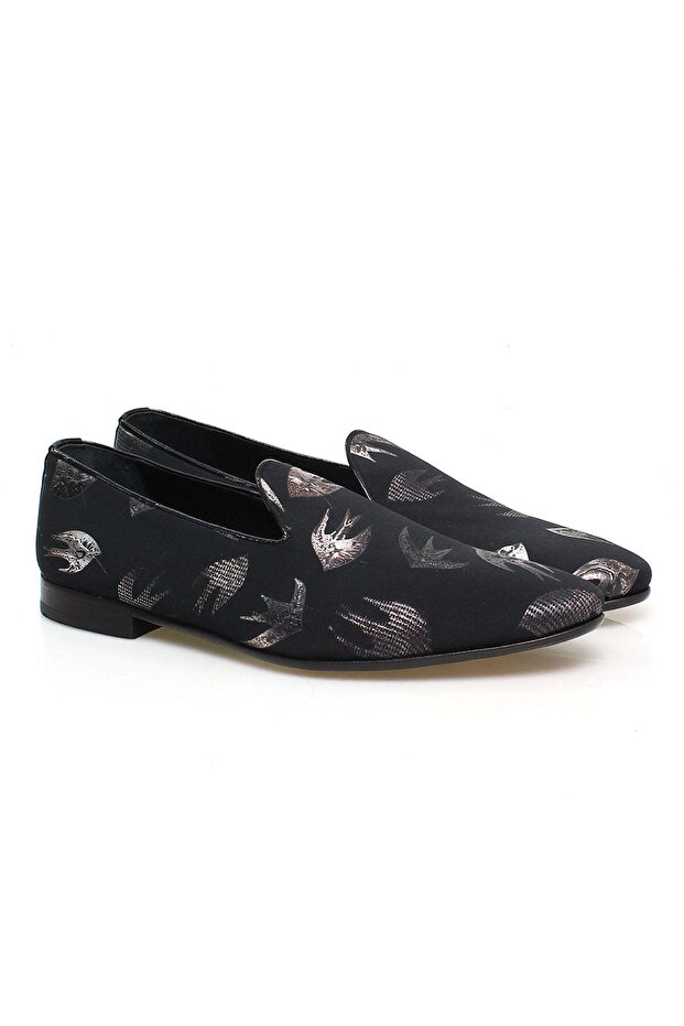 Black Color Laceless Genuine Leather Leather Sole Men's Shoes