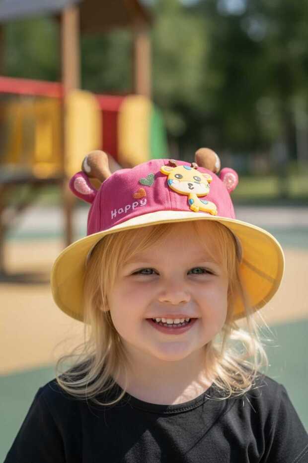 1-3 Years Unisex Children's Lace-Up Figured Summer Sombrero Hat