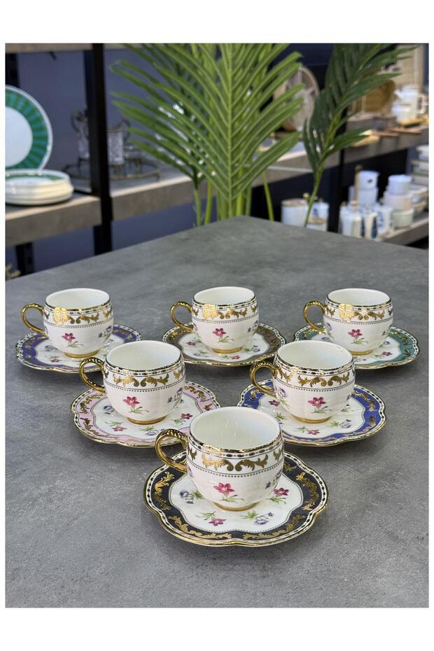 Lux Porsele Jasmine 6-Piece Coffee Cup Set