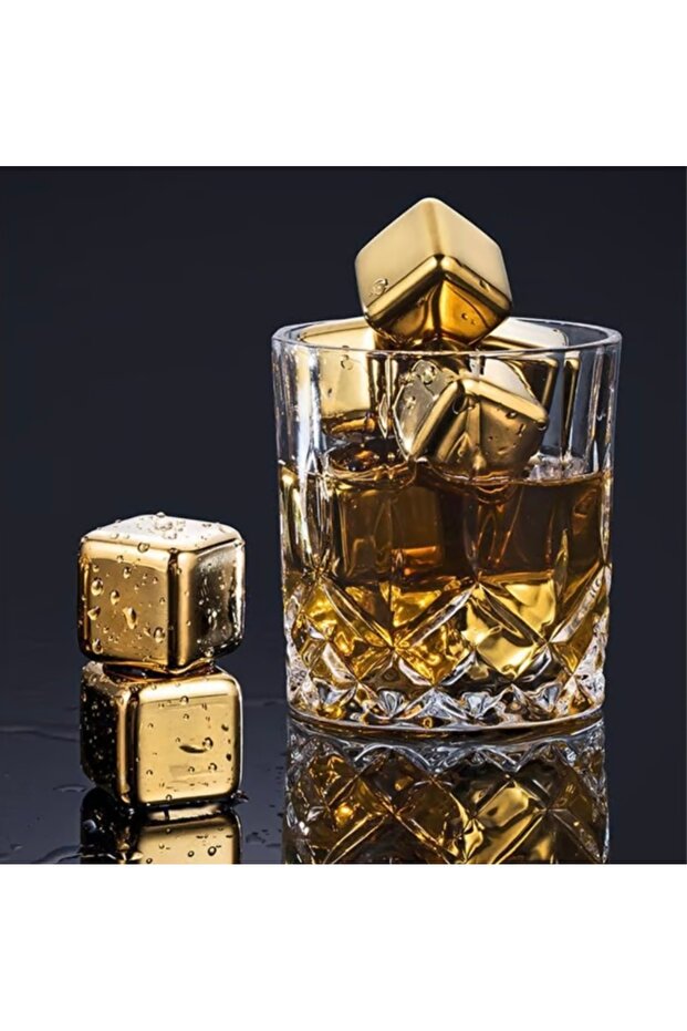 Titanium Ice Cube Gold | Food Grade Beverage Cooler Ice Stone Premium Set