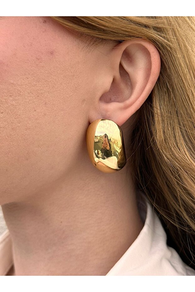أقراط فول ستيل ذهبية اللون