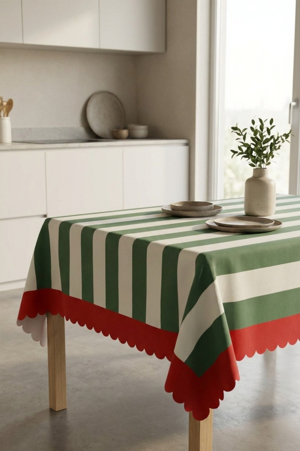 Modern Colorful Striped Tablecloth Stain-Resistant Stylish Design for Garden Balcony