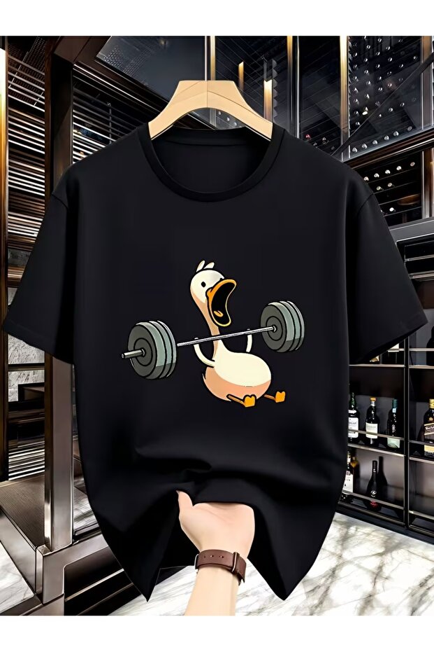 Unisex Gym Halter Printed Oversize Crew Neck T-Shirt