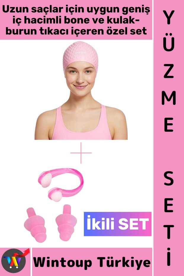 # Bone Flexible Silicone Pool and Sea Waterproof Large Size Hair Cap Ear Nose Plug Stylish Special Set