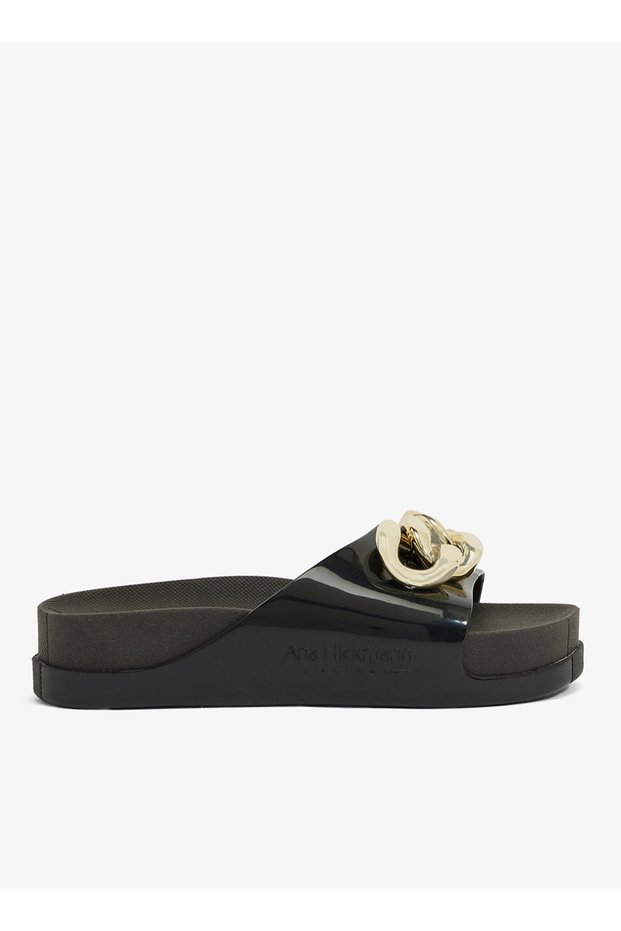 Slide Soul Corrente 2K Women's Anti Slip Sole With Gold Chain Design-Black, size-38