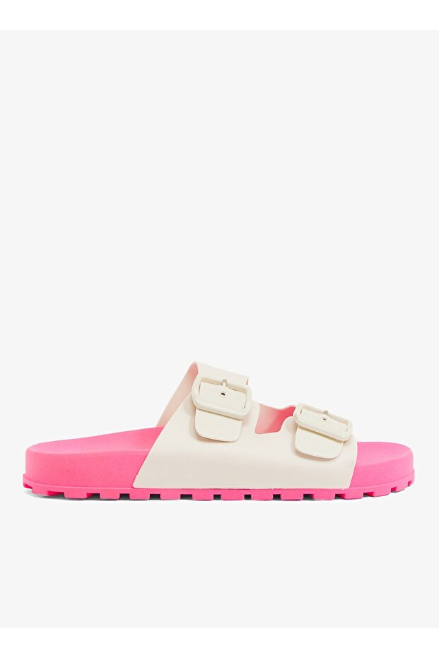 Folk Women's Birken Style Sandal With Adjustable Strap-Pink/White, size-37