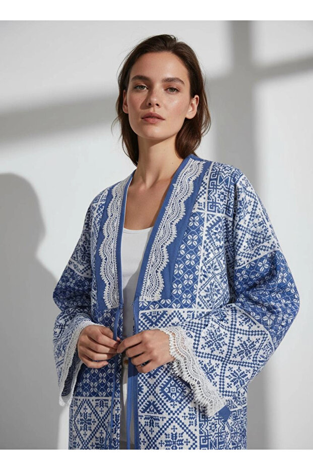 İzni̇k Chinese Pattern Cotton Canvas Printed Jacket