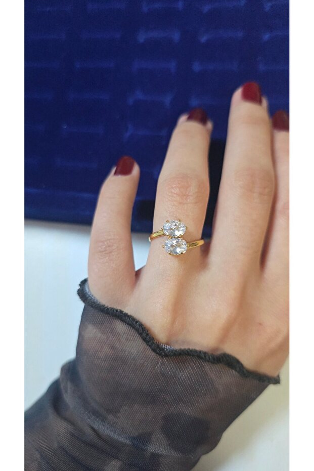 Premium Design Baguette Zircon Stone Sparkling Women's Ring Adjustable Without Size