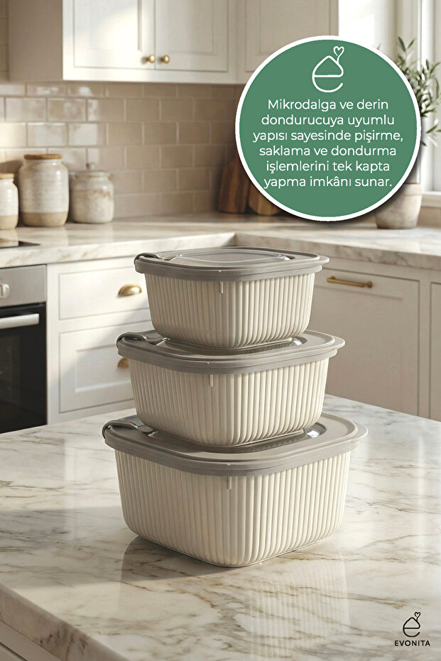 Storage Container Set with Lockable Lids, 3-Piece Leak-Proof Food Container, Microwave and Freezer Safe
