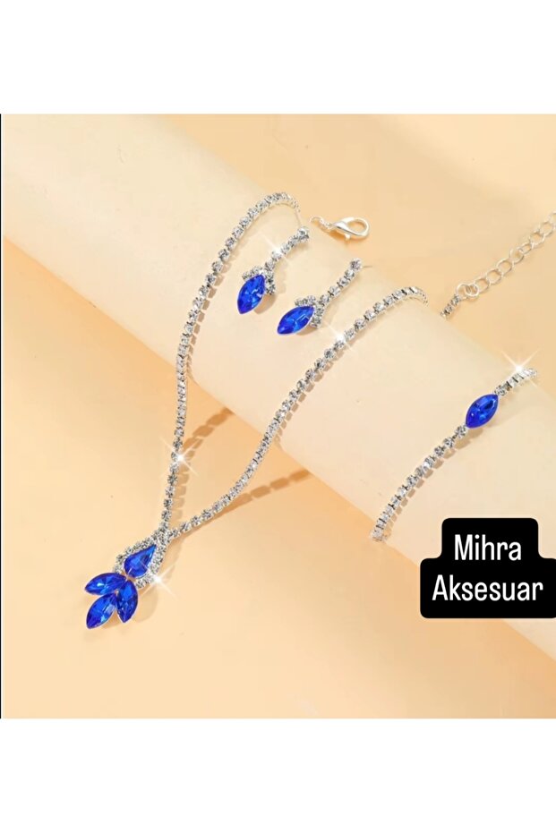 Crystal Stone Necklace Earrings Bracelet Three-Piece Set Gift Jewelry Set