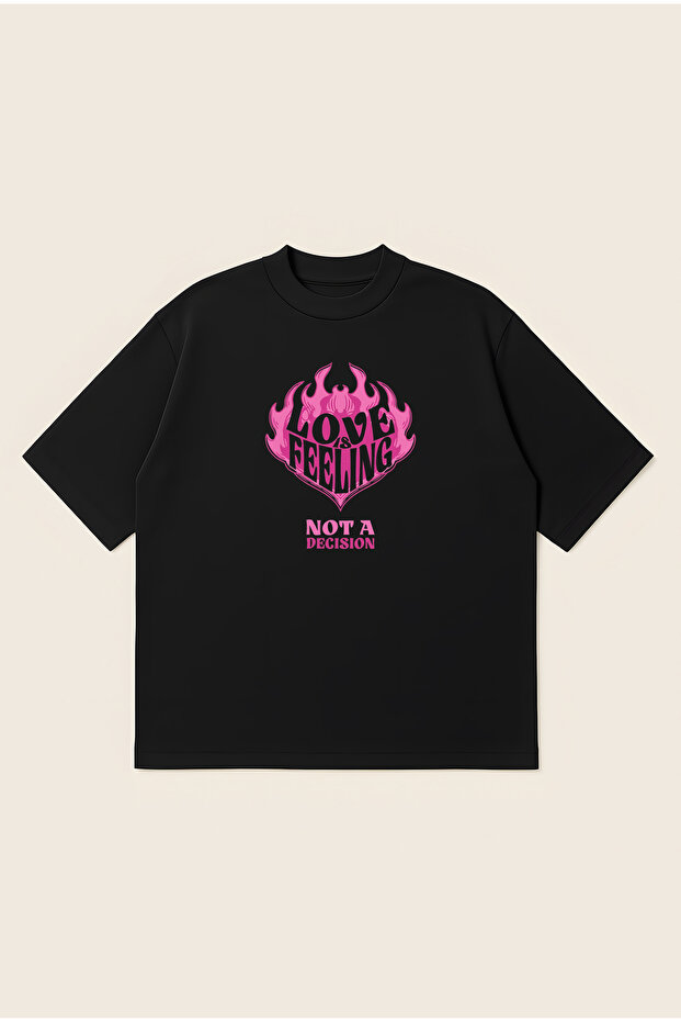 Love Is Feeling Oversize Boxy Cut Unisex 100% Cotton Printed Tshirt | Streetwear