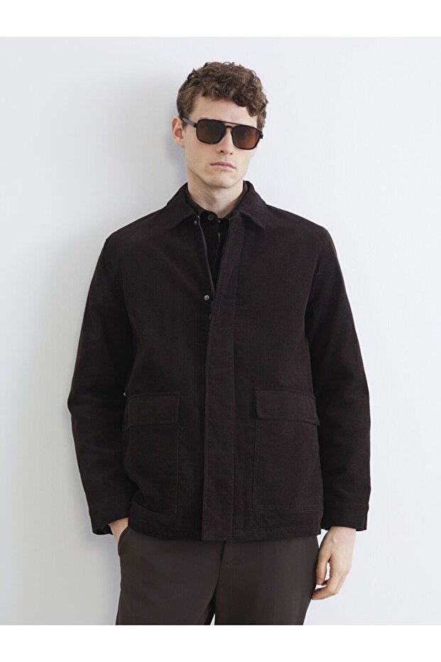 Southblue Brown Shirt Collar Velvet Men's Jacket