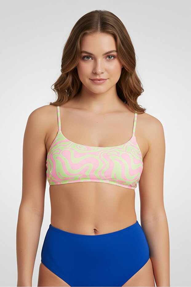 Women Allover Print Bikini Top, Multicolor