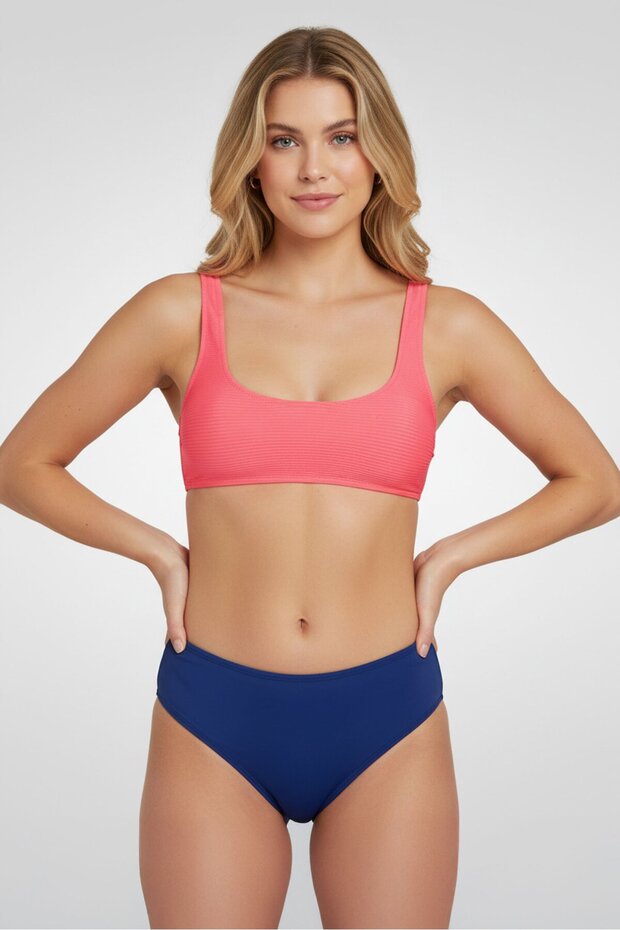 Women Textured Padded Bikini Top, Pink