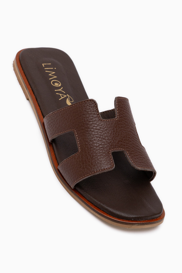 Rosali Genuine Leather Brown Women's Slippers