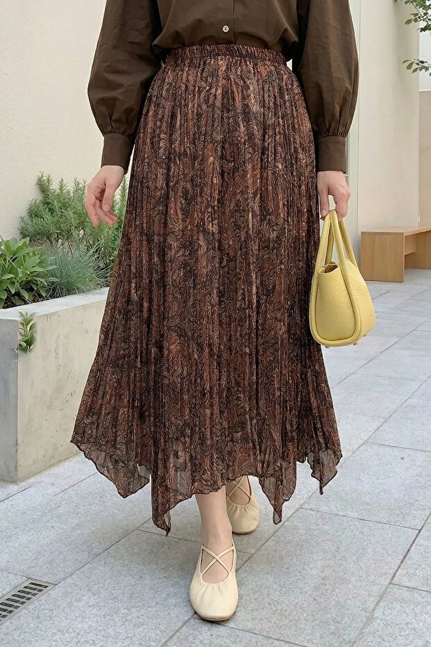 Ethnic Patterned Brown Skirt - 6
