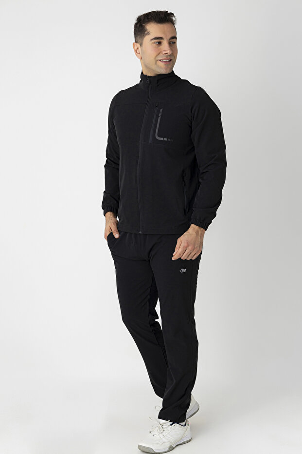 Sports Lycra Men's Tracksuit Set Black 1247-10