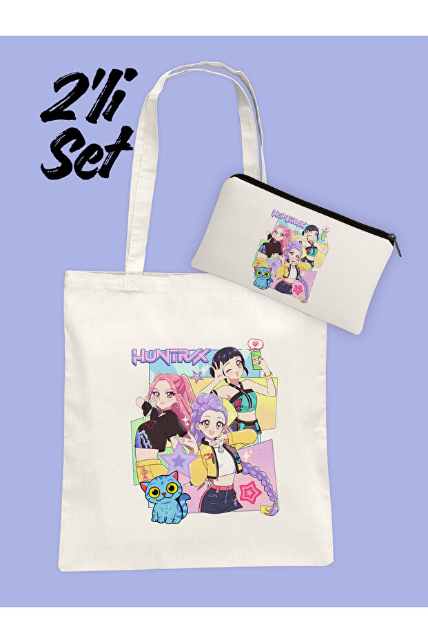 K-Pop Demon Hunters Themed Cloth Bag and Pen Holder Set of 2