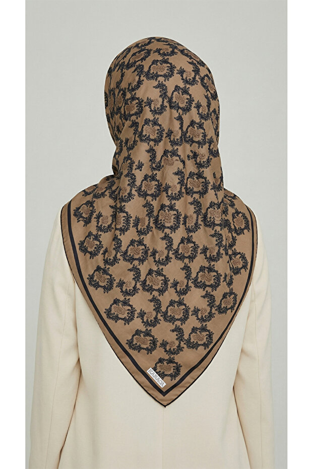 Vine Patterned Rayon Scarf - Ecru - 7