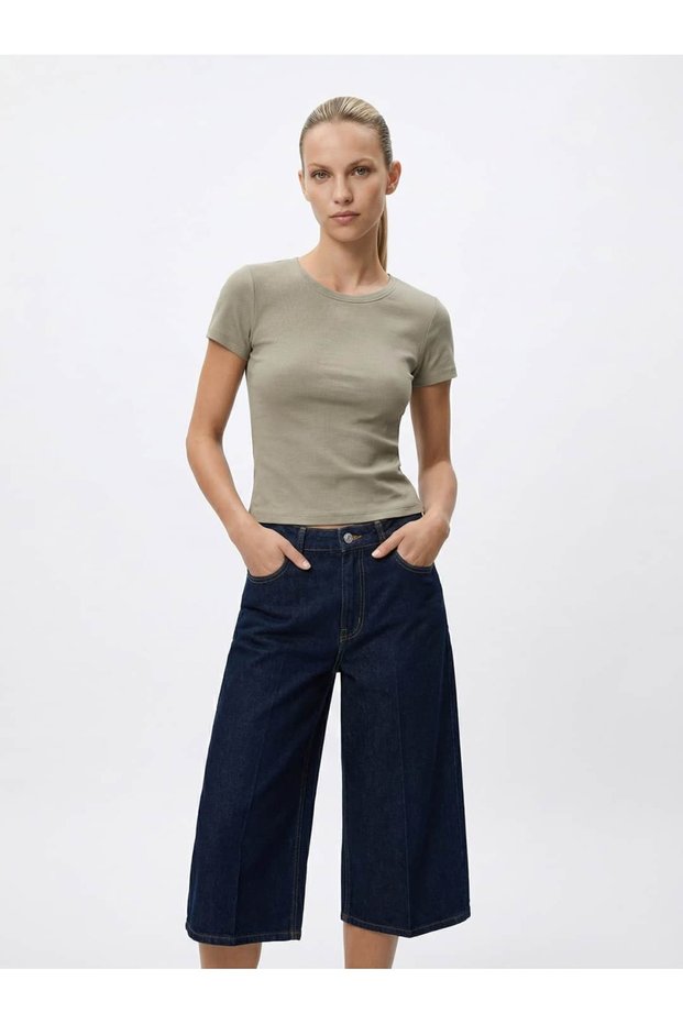 Crew Neck Short Sleeve Ribbed T-Shirt - R102