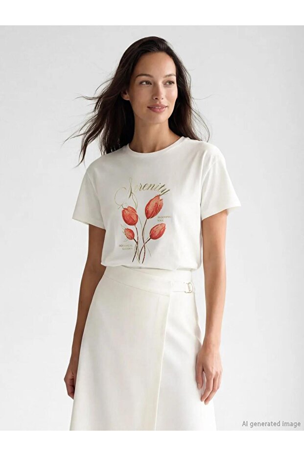 Crew Neck Printed Women's T-Shirt (S6)