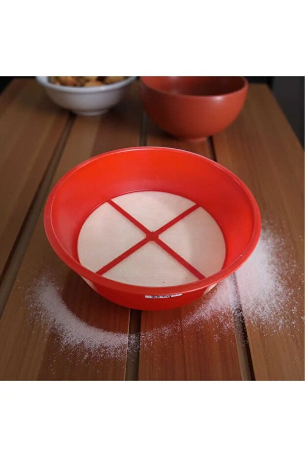 (1 Piece) Plastic Sieve Plastic Flour Sieve 35 Cm-Red