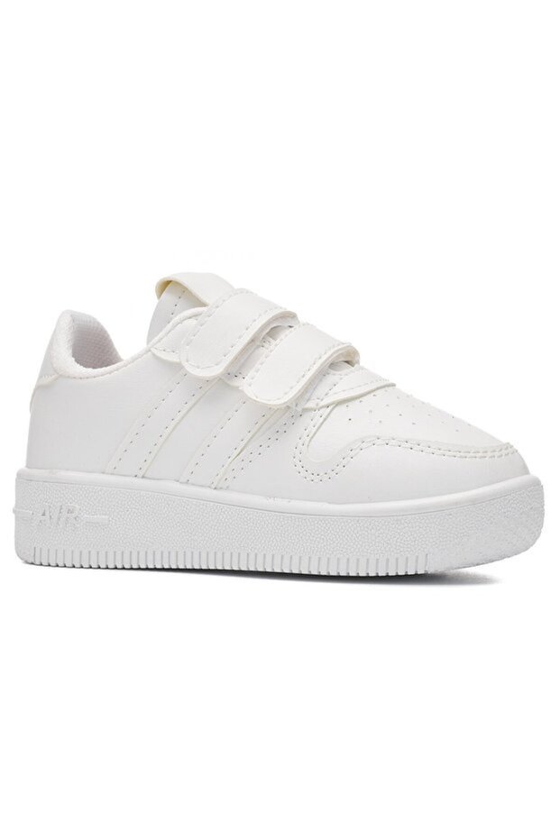 White Children's Girls' and Boys' Velcro Sports Shoes