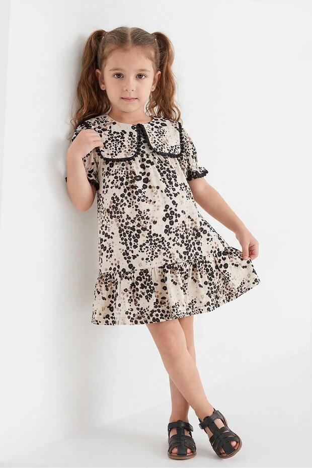 Girl's Patterned Dress Viscon 3-4-5-6-7 Years