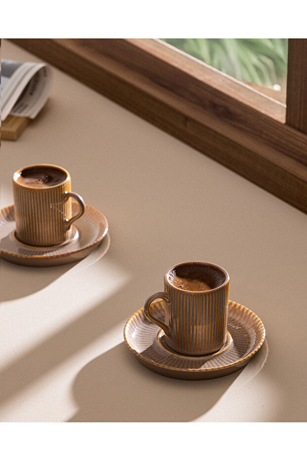 Ligne Nouveau 2-Person 4-Piece Coffee Cup Set - Light Brown - 90 ml