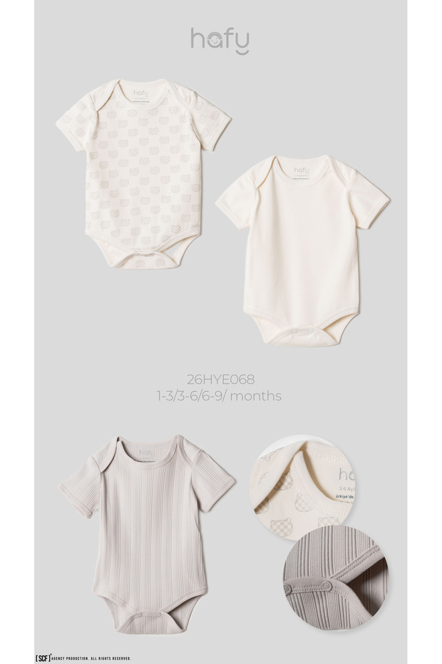 3-Piece Cotton Short Sleeve Baby Bodysuit Set / Bodysuit