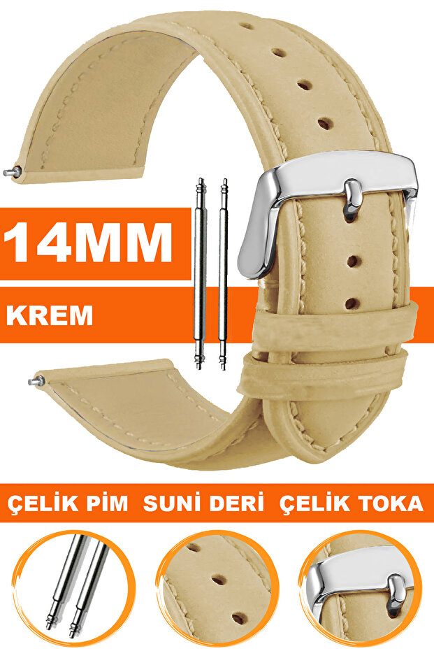 Classic Model Leather Watch Band Strap Compatible with 14mm Watches Al11Db-14Mm
