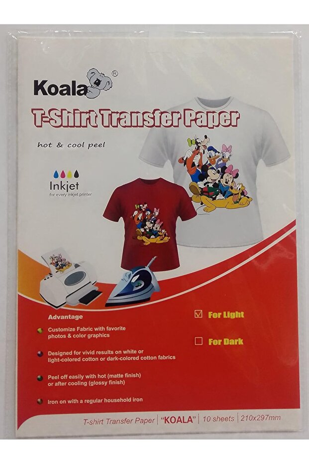 T-Shirt Printing Paper - A4 - Light Inkjet - 10 Sheets