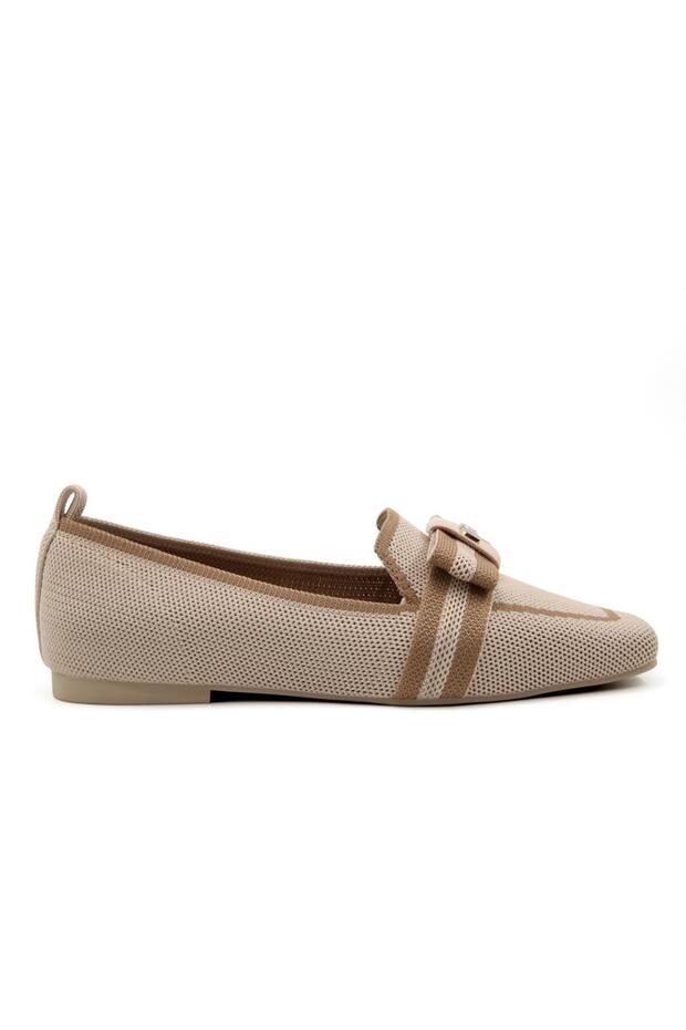 128-455 Beige Women's Ballerinas