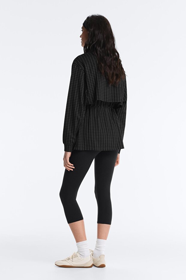 Long checked piqué jacket - 6