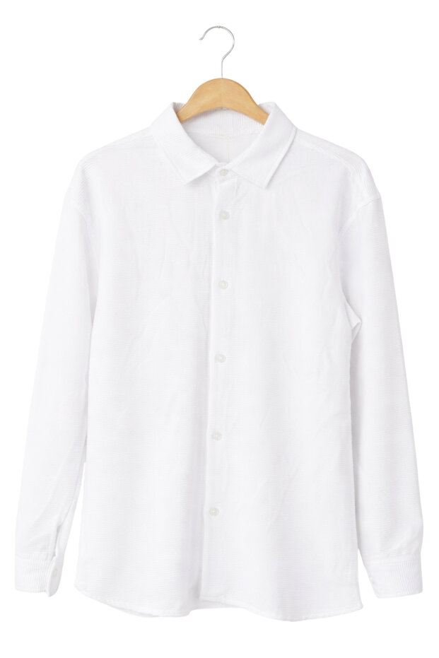 Boy's Modern Cut White Polyester Basic Shirt - 3