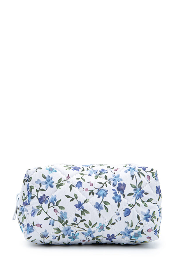 Zc263 Fabric Women's Makeup Bag Blue Flower