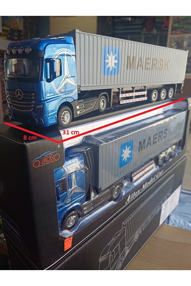OYUNCAKSAHİLİ MERCEDES ACTROS METAL DİECAST 31CM TIR KONTEYNER TAŞIYICI DEMİR MODEL IŞIK SES FAR