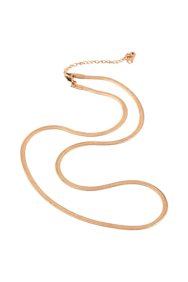 Flat Chain Necklace Gold Color Stainless Steel Minimal Stylish Women's Necklace